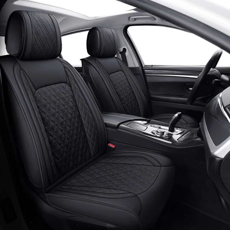 YIERTAI Universal Seat Covers Compatible with Honda Civic HRV Accord Toyota Rav4 Camry Corolla Nissan Pathfinder Murano Frontier Ford Explorer Mazda CX5 Waterproof Leather(Full Set/Black)