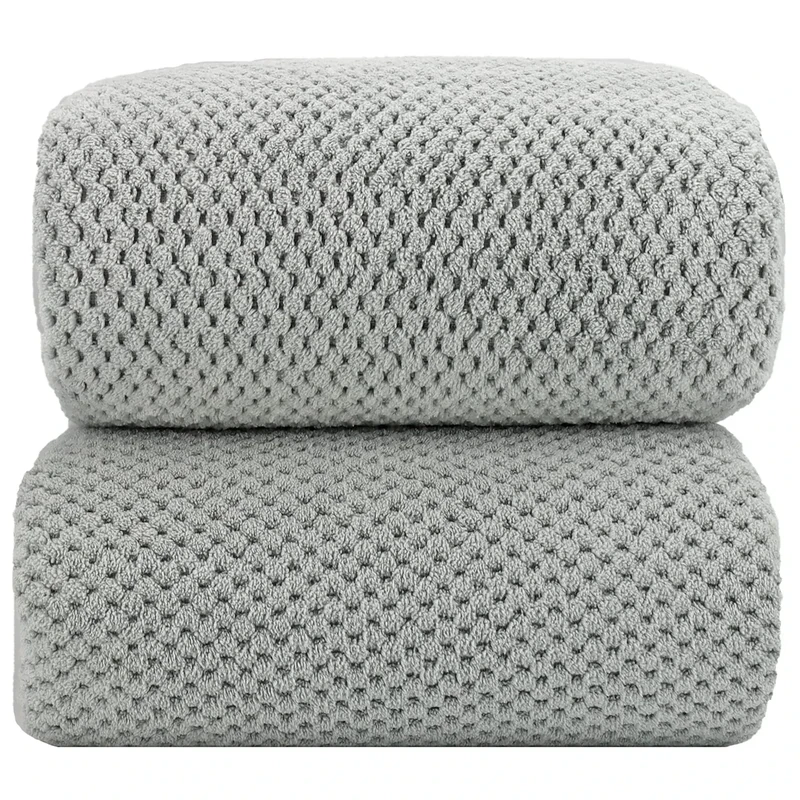 YTYC Towels,39x78 Inch 2 Piece Oversize Bath Sheets Premium Bath Towel Sets for Bathroom Ultra Soft Highly Absorbent Hotel Quality Extra Large Microfiber Coral Shower Towels 80% Polyester (Grey, 2)