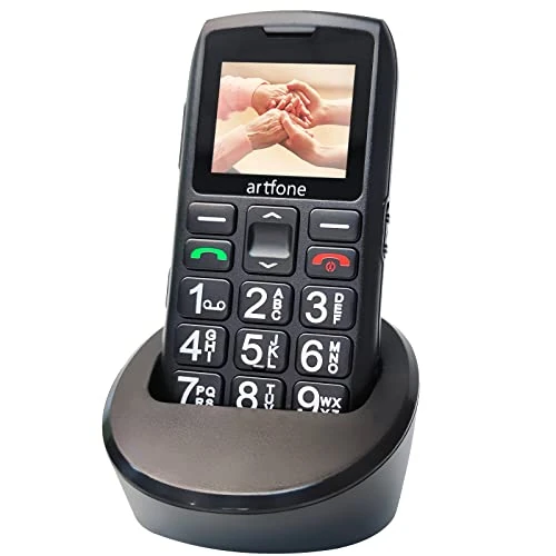artfone Senior Mobile Phone without Contract, 2G GSM Mobile Phone with Large Buttons and Emergency Call Button, Dual SIM with Table Charging Station