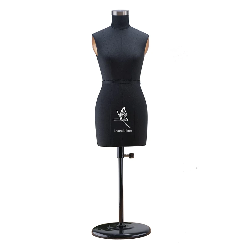 lavandeform Half Scale Dress Form（Not Adult Full Size） 1:2 Miniature Sewing Half Size Mannequin. straightly into Body Inside, Fully Pinnable Dressmaker Dummy. (Black)