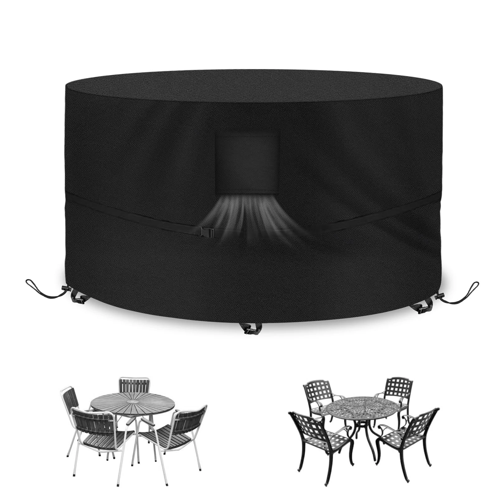 Kovshuiwe Garden Furniture Covers,Patio Furniture Cover Waterproof,Table Covers 420D Heavy Duty Oxford Fabric Rattan Furniture Cover Windproof Anti-UV for Patio, Outdoor(Black)