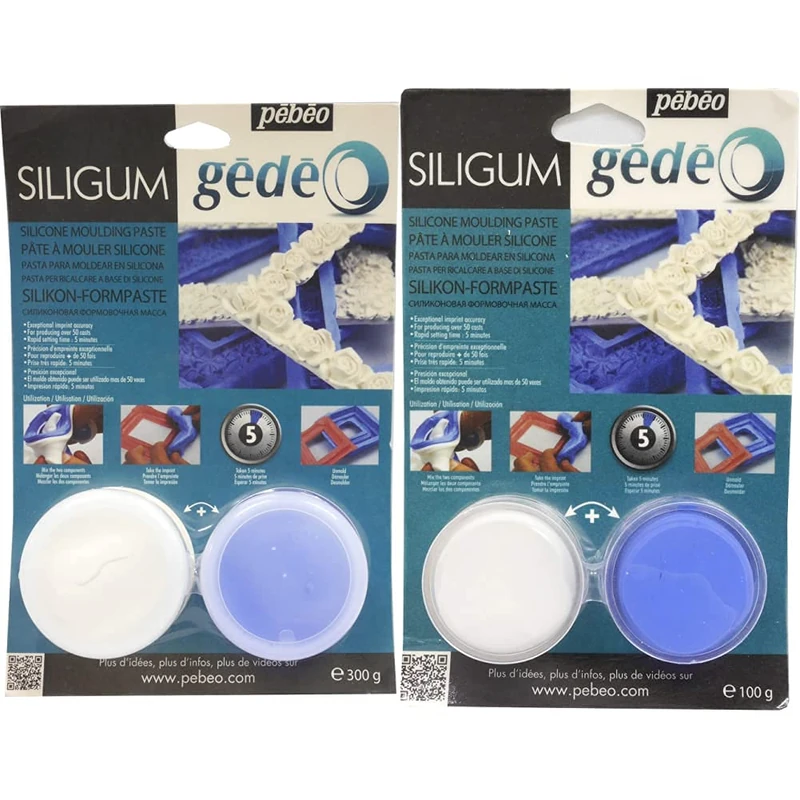 PEBEO 766329 Silicone for Very Fast Sett, White, 300 gr & 766309 Silicone for Very Fast Set, Silver, 100 gr - Image 1