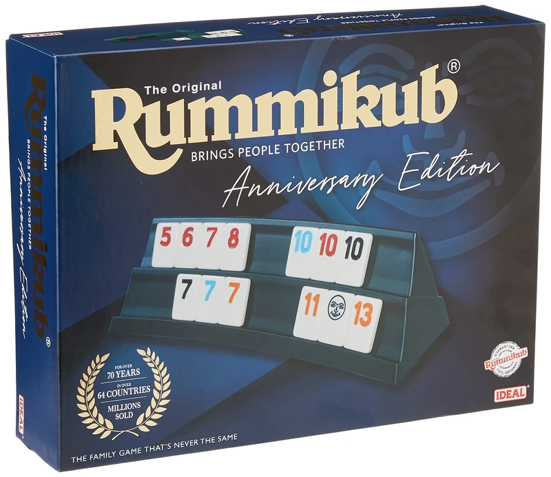 Rummikub | Ideal | Anniversary Edition: Luxury Version with Sturdy 3D Racks | Family Strategy Games | For 2-4 Players | Ages 7+