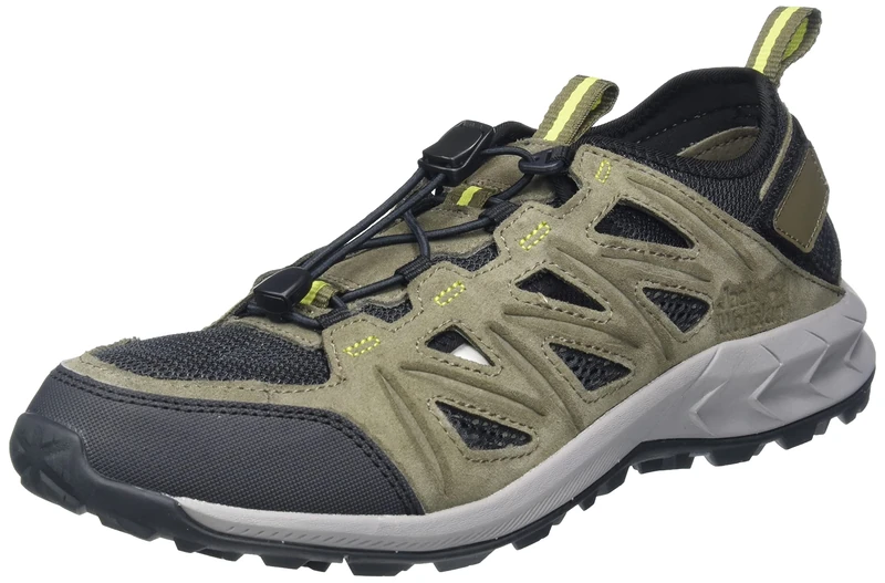 Jack Wolfskin Men's Woodland 2 Hybrid Low M Sneaker, Khaki/Lime, 12.5 UK