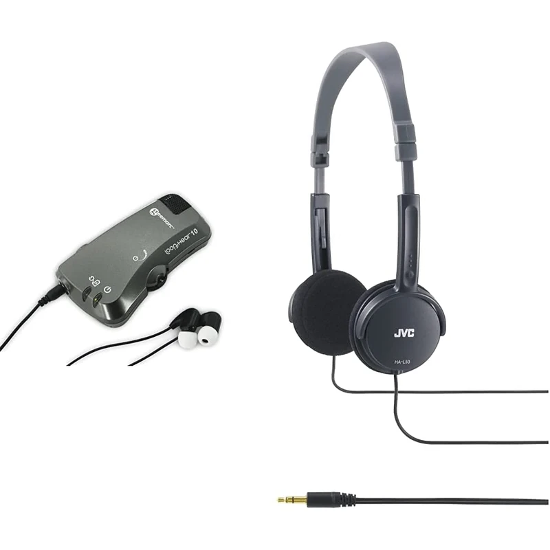 Geemarc LH10 - Sound Amplifier with Tone and Volume Control & JVC Lightweight Headphones - Black