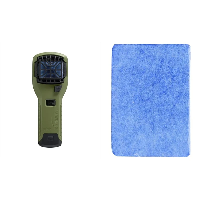 Thermacell MR300 Mosquito & Midge Protector ; Includes 3 x 4 Hour Mats & 1 x 12 Hour Cartridge; Easy to Use, Highly Effective; 20 sq m Zone of Protection, Olive & Large Refill Pack (Mats and Gas)