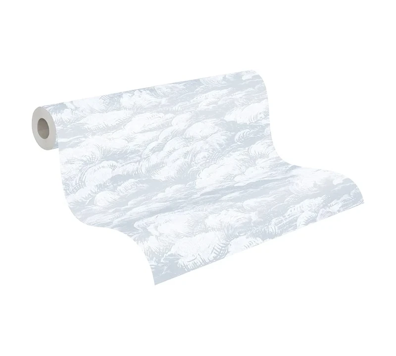 Architects Paper Clouds Wallpaper Jungle Chic Non-Woven Wallpaper 10.05 m x 0.53 m Grey White Made in Germany 377052 37705-2