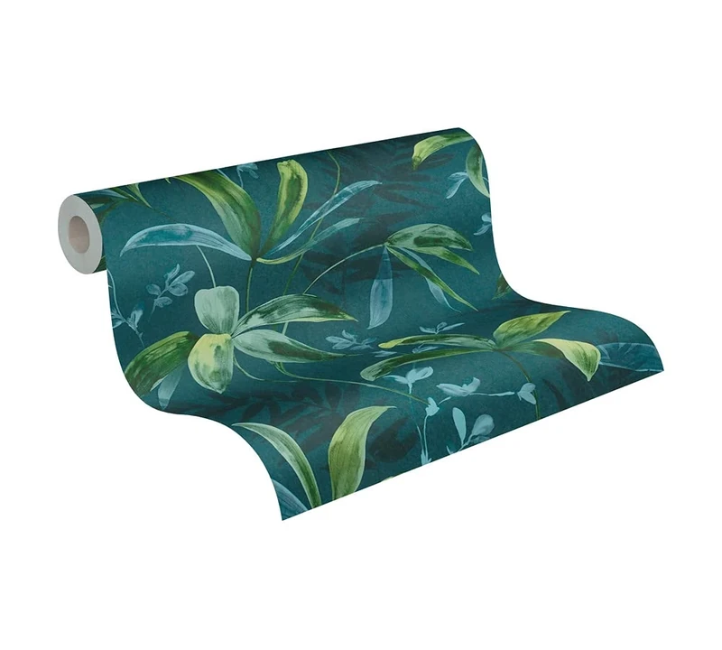 Architects Paper Jungle Wallpaper Jungle Chic Non-Woven Wallpaper 10.05 m x 0.53 m Blue Green Made in Germany 377044 37704-4