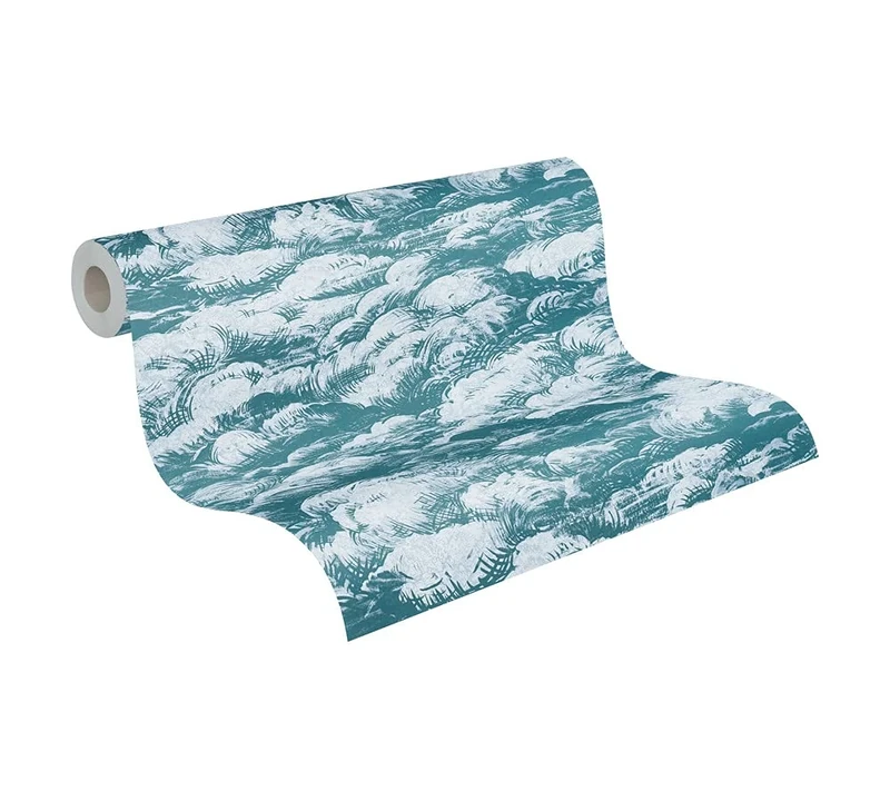 Architects Paper Clouds Wallpaper Jungle Chic Non-Woven Wallpaper 10.05 m x 0.53 m Blue White Made in Germany 377053 37705-3