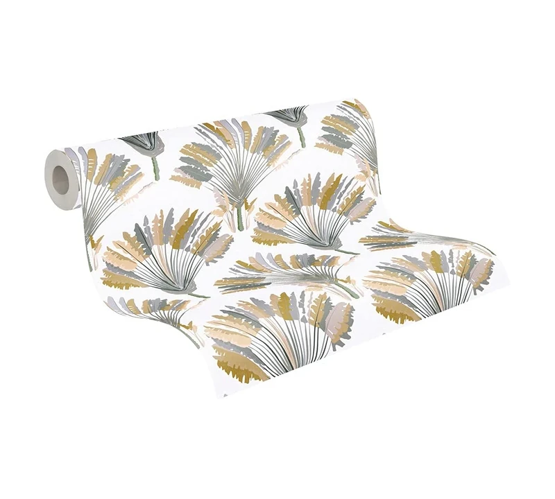 Architects Paper Jungle Wallpaper Jungle Chic Non-Woven Wallpaper 10.05 m x 0.53 m Yellow Grey White Made in Germany 377084 37708-4