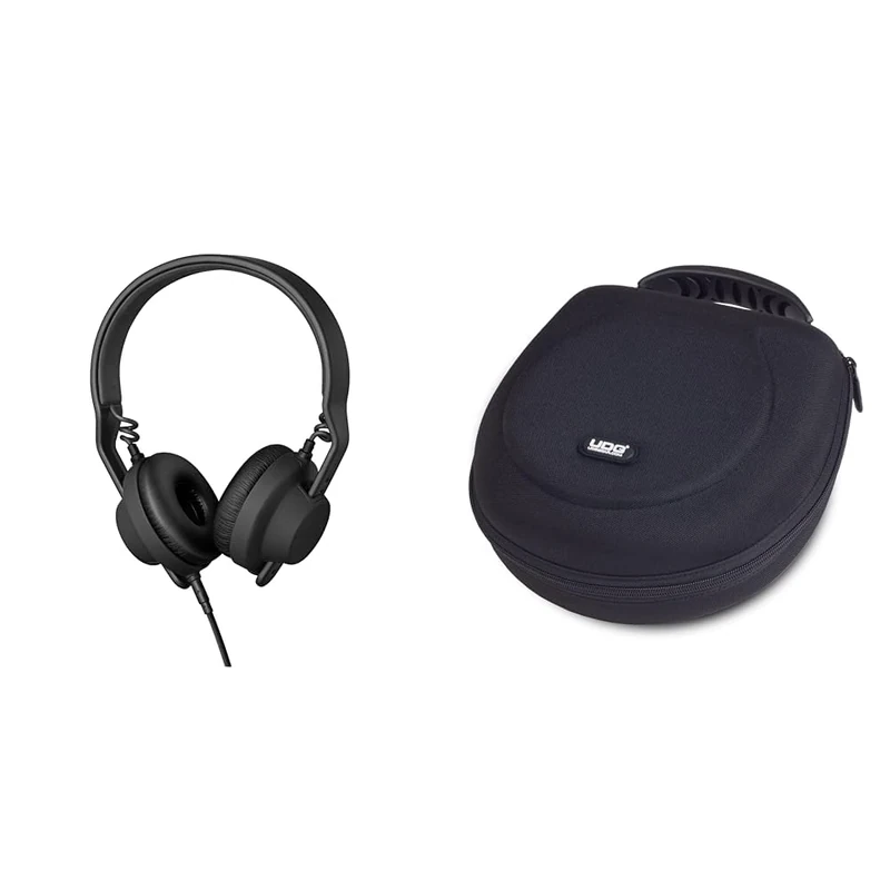 AIAIAI TMA-2 (DJ Preset) Professional Headphones - modular headphone system with fully customisable, upgradeable and replaceable parts, Black & UDG Creator Headphone Case Large Black U8200BL