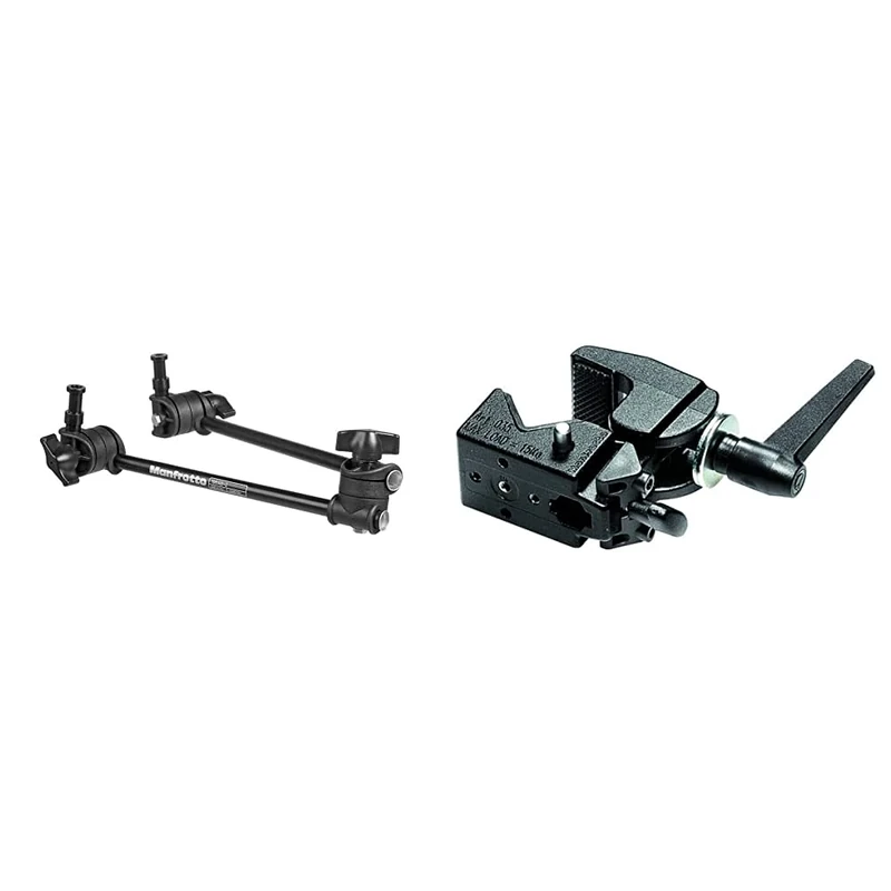Manfrotto 196AB-2 Single Arm 2 Section, Black & Super Clamp without Stud, Black