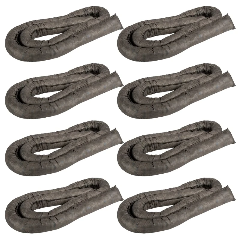 Grey Maintenance Absorbent Sock - General Purpose Spills 3 Metre (8 Pack) 3M x 76MM Spun Bound, Odourless Grey Colour, Absorbs Non-Aggressive Oil and Water Based, For Indoor/Outdoor Use (8-pack)