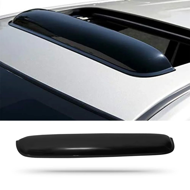 Kucaruce 34inch Universal Sun Roof Wind Deflector, 1pc Dark Smoke Auto Moon Sunroof Window Visor with Double Side Tape RN88