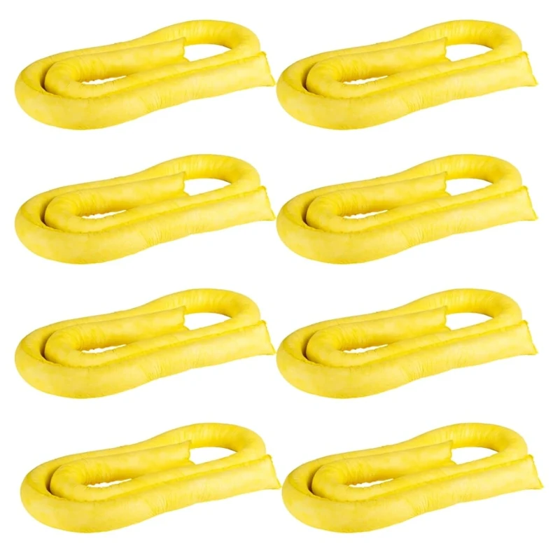 Yellow Chemical Absorbent Sock - Chemical Spills 3 Metre (8 Pack) 3M x 76MM Spun Bound, Odourless Yellow Colour, Use for Spills Involving Aggressive Chemicals, Acids, Alkalis, For Indoor/Outdoor Use