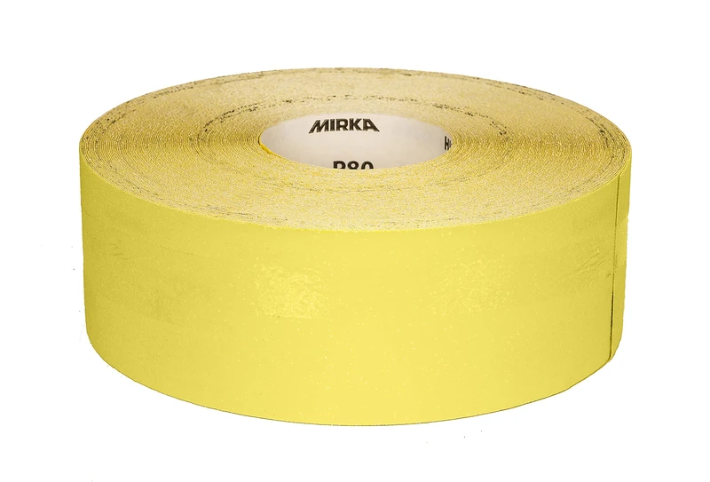 Mirka Yellow Sanding Paper Abrasive Roll / 100mm x 50m / P60 / sanding hardwood, softwood, paint, filler, plastic / 1 roll