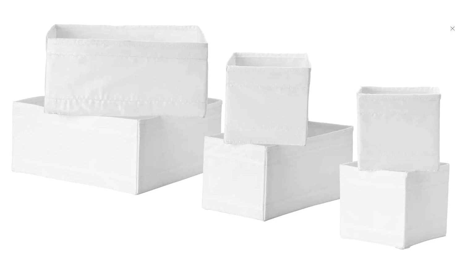 Ikea 2 x Set Of 6 Boxes Organiser, Keep Your Drawers Tidy - White