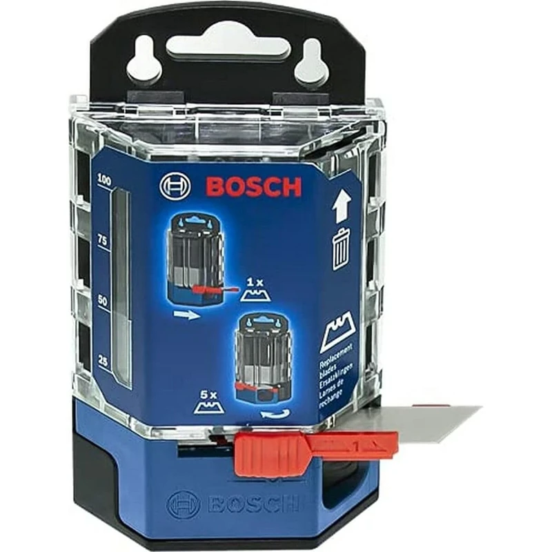 Bosch Professional 50 replacement blades in a dispenser (compatible with Bosch Professional trapezoid blade knife)