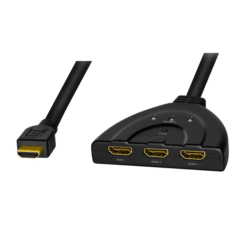 LogiLink HD0040 - HDMI Splitter/Switch, Bidirekt 1x3/3x1 Port, 4K/30 Hz, Pigtail