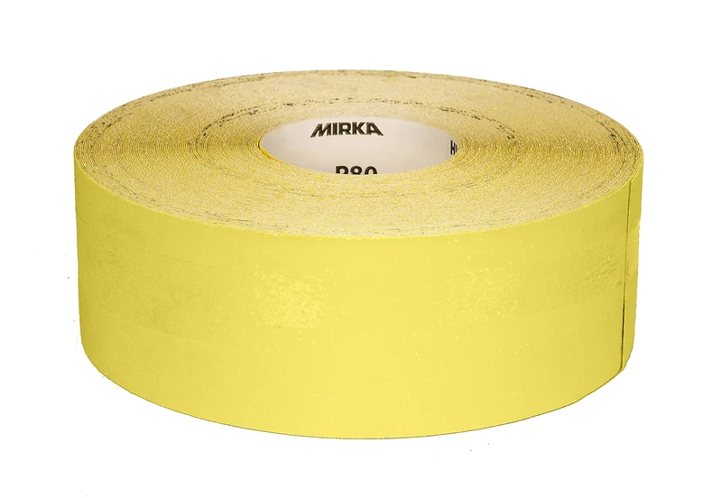 Mirka Yellow Sanding Paper Abrasive Roll / 93mm x 50m / P60 / sanding hardwood, softwood, paint, filler, plastic / 1 roll