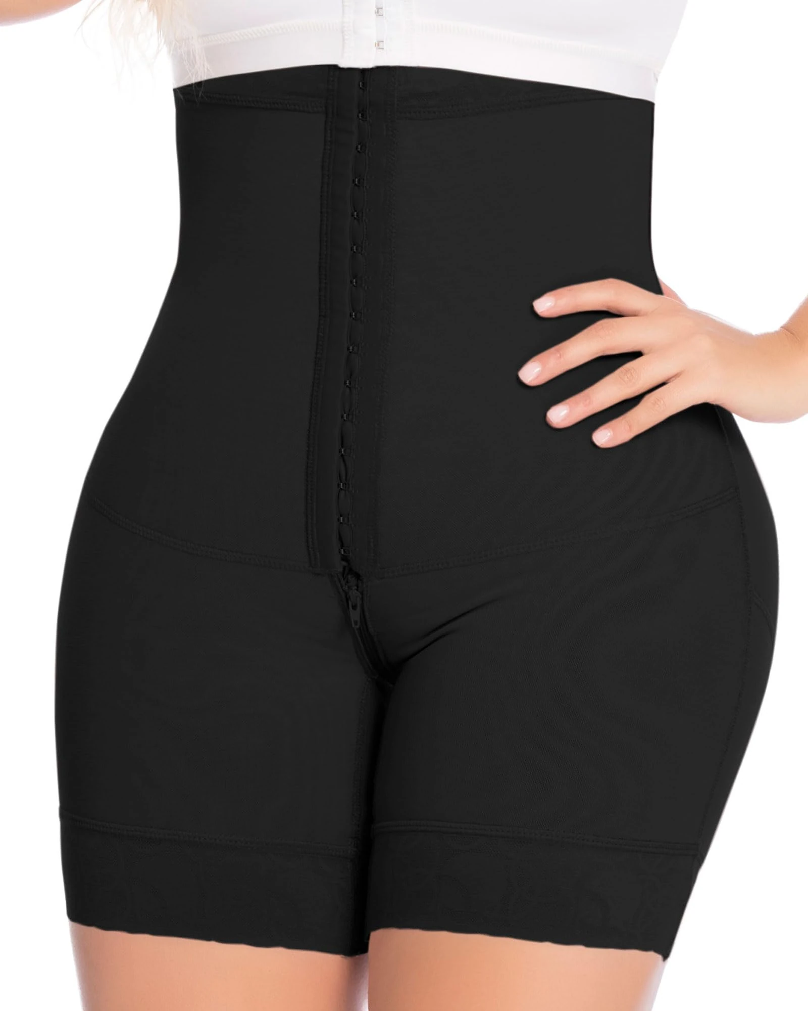 DELIE Fajas Colombianas Moldeadoras 346 High Compression Butt Lifting Shapewear Shorts BBL Shorts with Tummy Control, Black, XXS