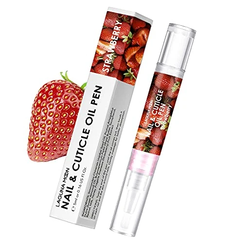 Lagunamoon Cuticle Oil Pen for Nail Care, 5ml Nail Oil Pen with Natural Ingredients to Moisturize and Nourish Dry Nails and Cuticles, Cuticle Oil to Prevent Nail Cracking and Hangnails, Strawberry
