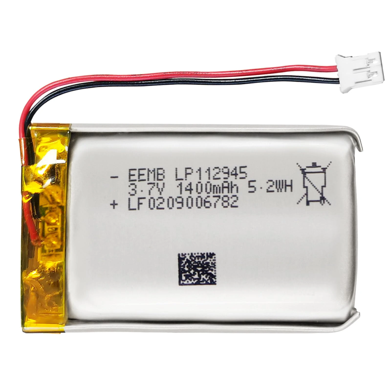 EEMB 3.7V Lipo Battery 1400mAh 112945 Lithium Polymer ion Battery Rechargeable Lithium ion Polymer Battery with JST Connector Make Sure Device Polarity Matches with Battery Before Purchase!