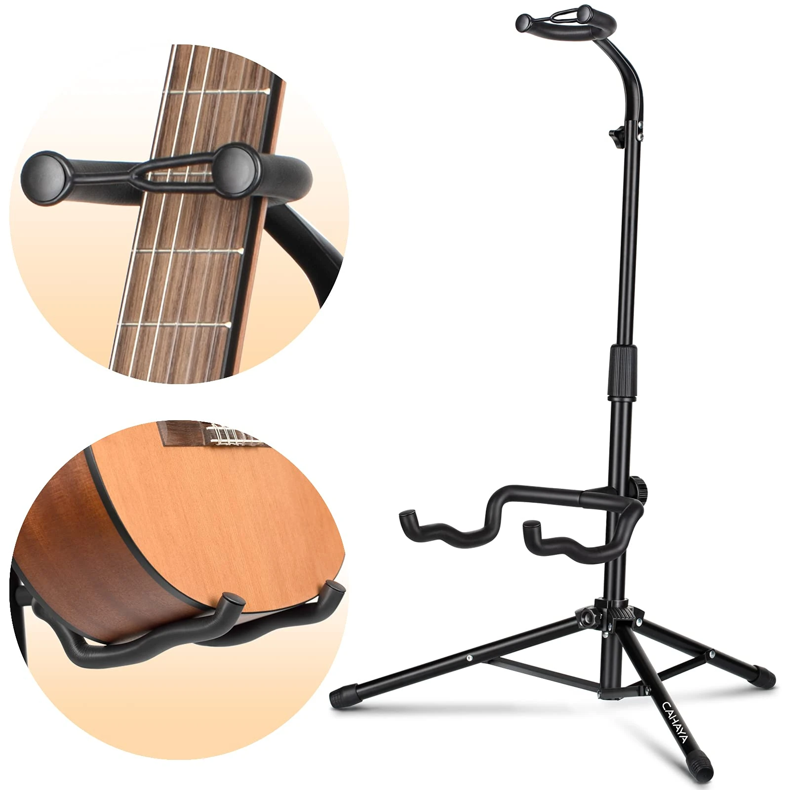 CAHAYA Guitar Stands with Neck Holder Folding Tripod Floor Metal Universal Holder, for Acoustic Electric Guitars Ukulele Violin Banjo Mandolin, CY0253