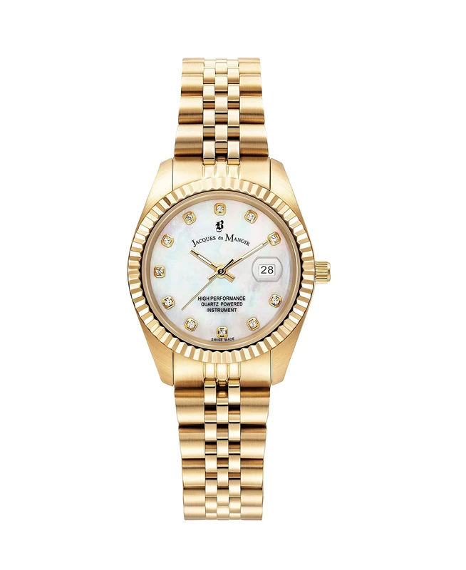 Jacques Du Manoir Ladies Swiss Made Inspiration Gold Plated Stainless Steel Bracelet Watch