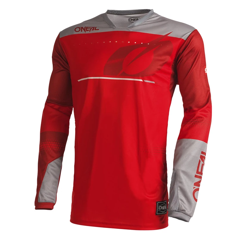 O'NEAL Motocross Shirt Long Sleeve MX MTB Mountain Bike Lightweight Materials Laser Cut Ventilation Holes Ergonomic Cut Hardwear Jersey Adult Red/Grey