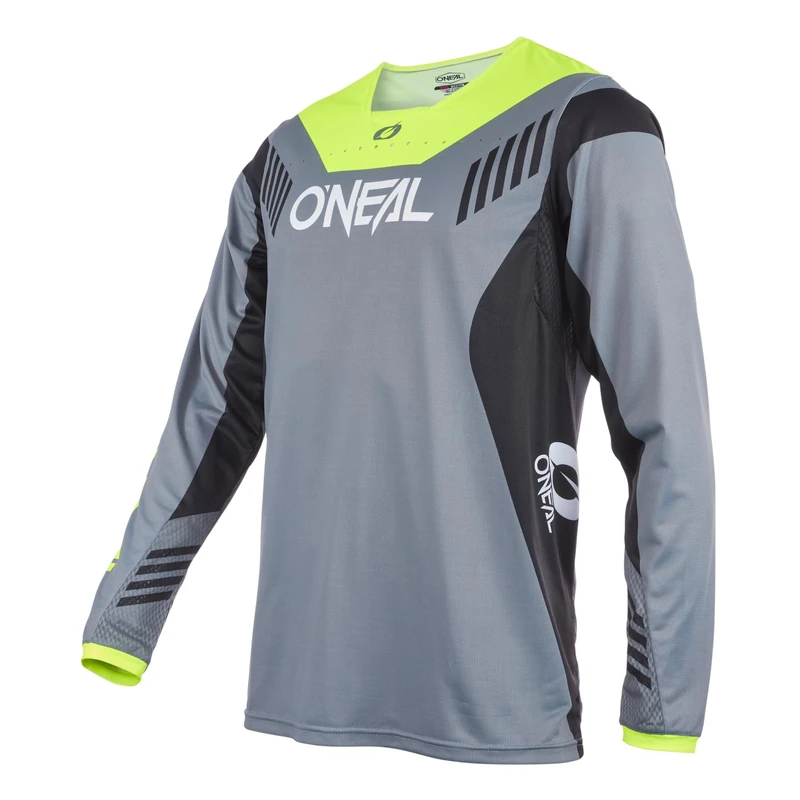 O'NEAL | Mountain Bike Jersey | MTB Mountain Bike DH Downhill FR Freeride | Breathable Material, Maximum Freedom of Movement | Element FR Jersey Hybrid V.22 | Adult | Neon Yellow Grey | Size M