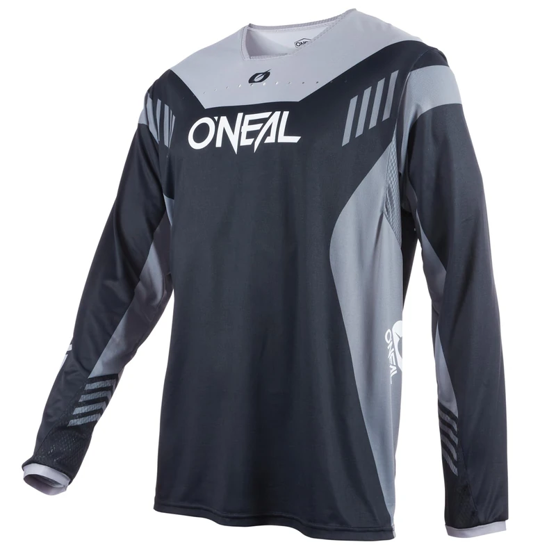 O'NEAL | Mountain Bike Jersey | MTB Mountain Bike DH Downhill FR Freeride | Breathable Material, Maximum Freedom of Movement | Element FR Jersey Hybrid V.22 | Adult | Black Grey | Size S