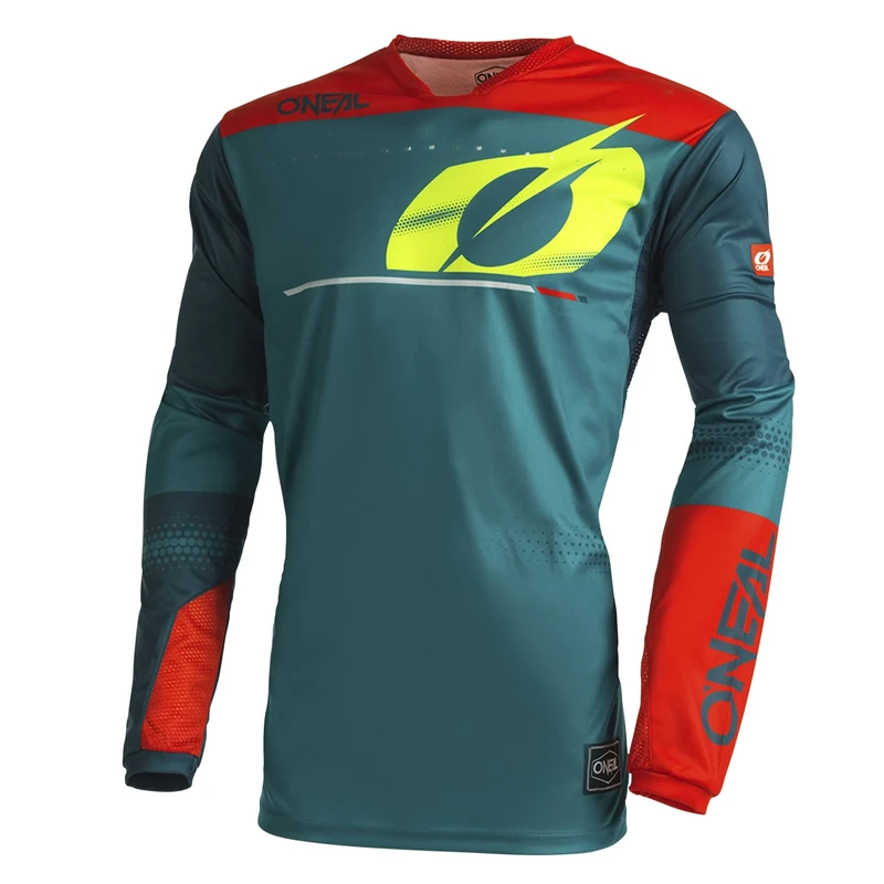 O'NEAL | Motocross Shirt Long Sleeve | MX MTB Mountain Bike | Lightweight Materials, Laser-Cut Ventilation Holes, Ergonomic Cut | Hardwear Jersey Haze V.22 | Adult | Blue Red | M
