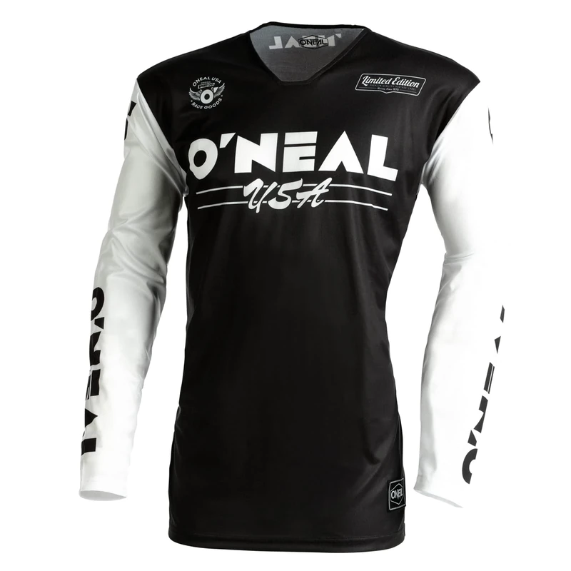 O'NEAL | Motocross Shirt Long Sleeve | MX MTB Mountain Bike | Lightweight Material, Ergonomic Slim Fit Cut Mayhem Jersey Bullet V.22 | Adult | Black White | Size XXL
