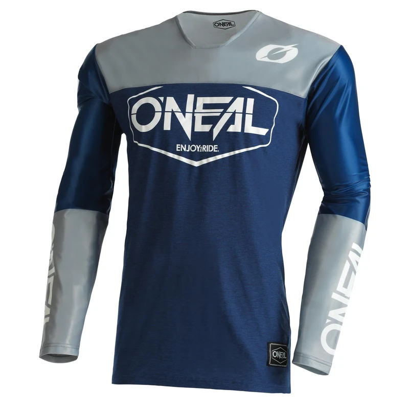 O'NEAL | Motocross Shirt Long Sleeve | MX MTB Mountain Bike | Lightweight Material, Ergonomic Slim Fit Cut Mayhem Jersey Hexx V.22 | Adult | Blue Grey | Size L