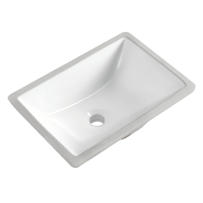 Durable Rectangle Undermount Drop in Vitreous Ceramic Lavatory Vanity Bathroom Restroom Sink Pure White (18.3"X12.9")