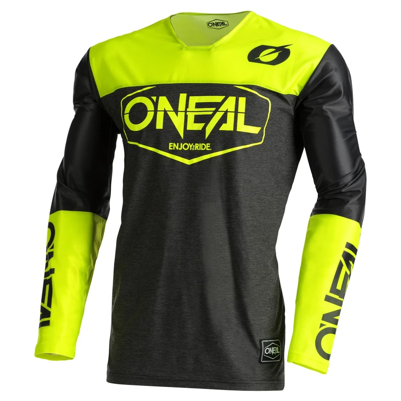 O'Neal | Motocross Shirt Long Sleeve | MX MTB Mountain Bike | Lightweight Material, Ergonomic Slim Fit Cut Mayhem Jersey Hexx V.22 | Adult | Black Yellow | Size L