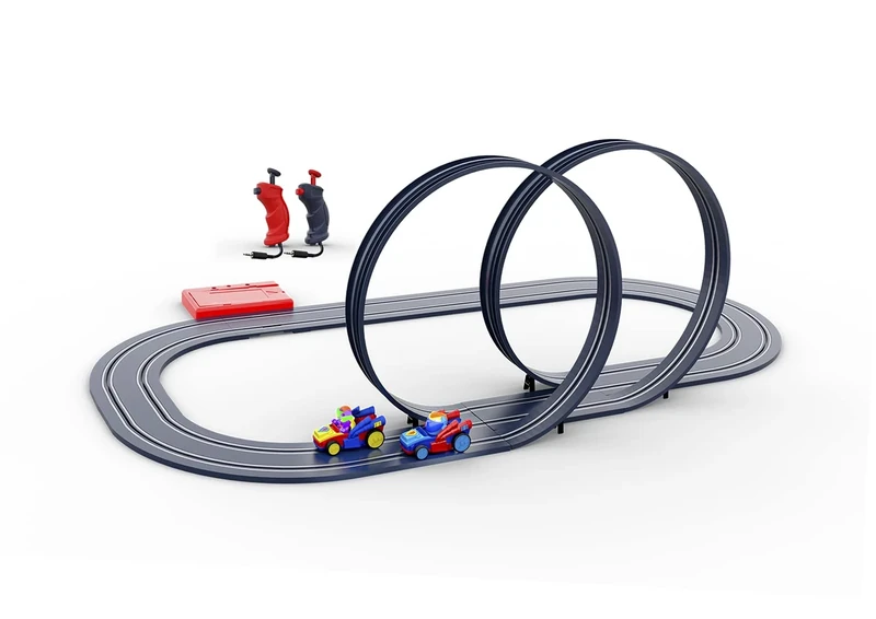 Ninco - Superthings Double Looper | 1/50 Scale Slot Circuit and 126" Stroke | Includes Two Speed Jumper Vehicles, with 2 Hellmut Speed and Wheelzag Characters | Ages 3+ (91018) - Image 1