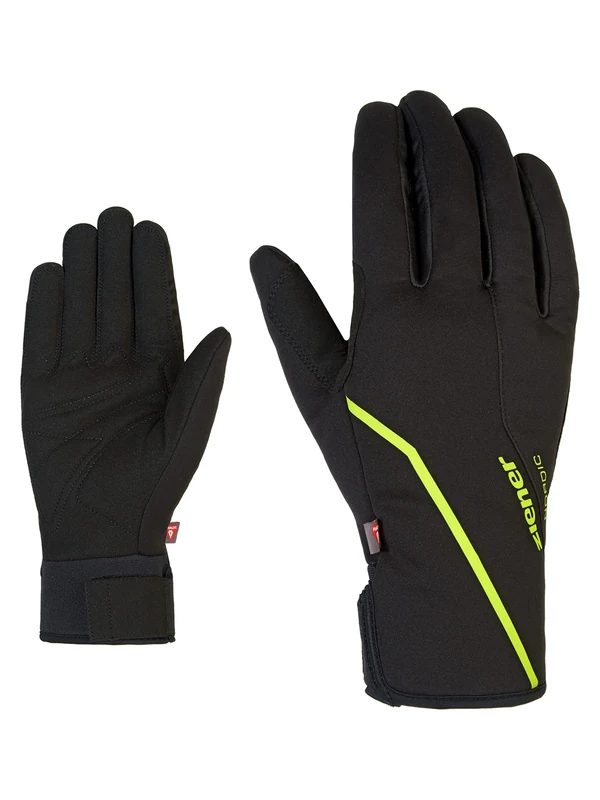 Ziener Men's ULTIMO Cross-Country Gloves | Primaloft Windproof Soft-Shell, Black.lime, 8