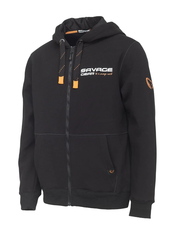 Savage Gear Urban Zip Hoodie – Durable Heavy Cotton/Polyester Sweatshirt for Anglers, Fishing, Hunting, and Camping – Soft Brushed Fleece, Adjustable Fit, Large Front Pockets M Black Ink - Image 1