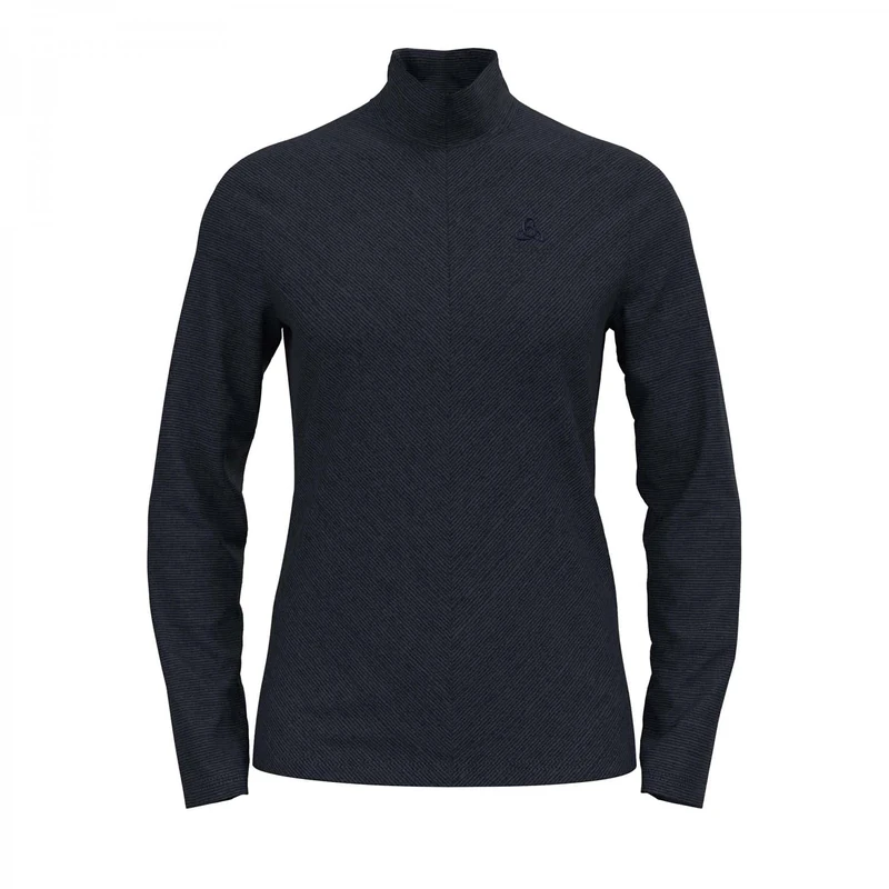 Odlo Women Long-sleeved shirt with zipper ROY, dark sapphire - black - stripes, XS