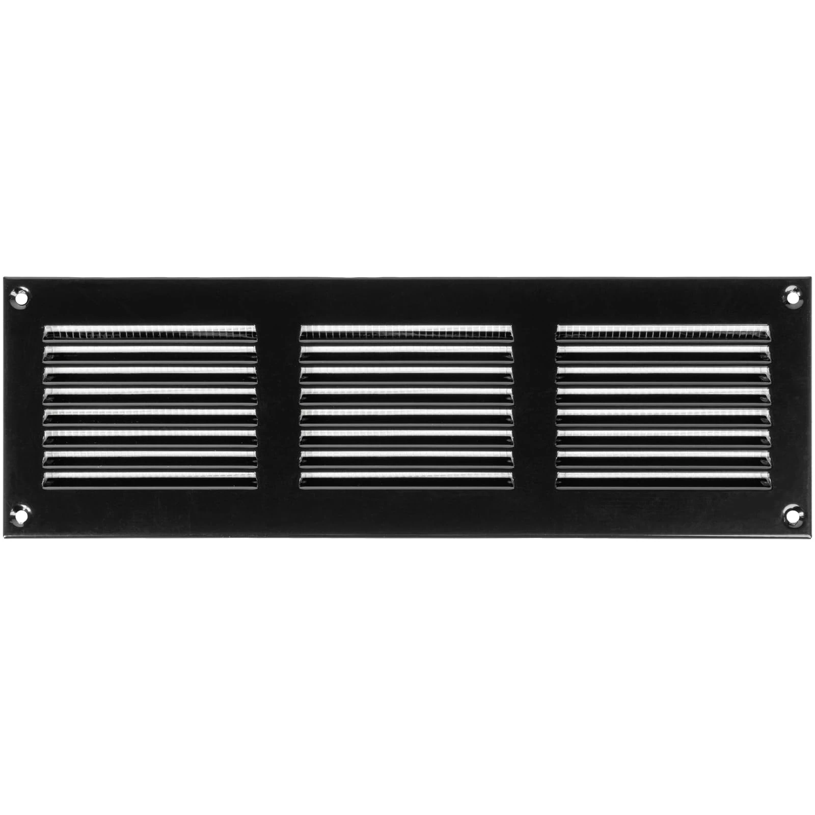 Vent Systems 300 x 100 mm / 12" x 4" Inch Air Vent Cover Black Metal Air Return Grill with Built-in Pest Guard Screen