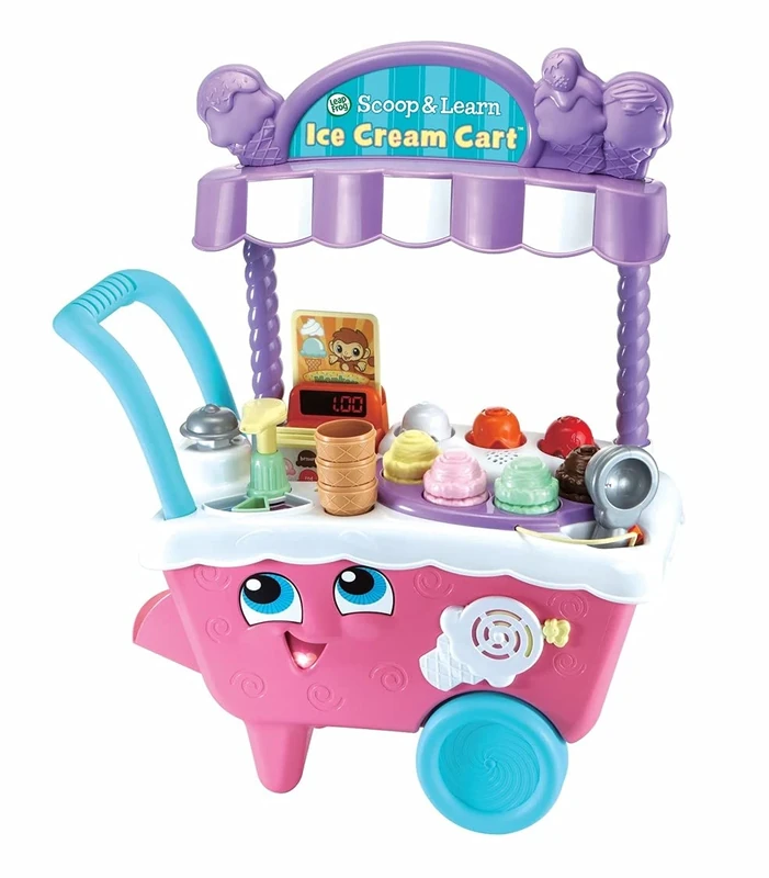 LeapFrog 600753 Scoop & Learn Ice Cream Cart, Pink, Pretend Toddler Toy for Role Play Food and Magic Ice Cream Scooper Scoop/Learn Cart Set, English Version