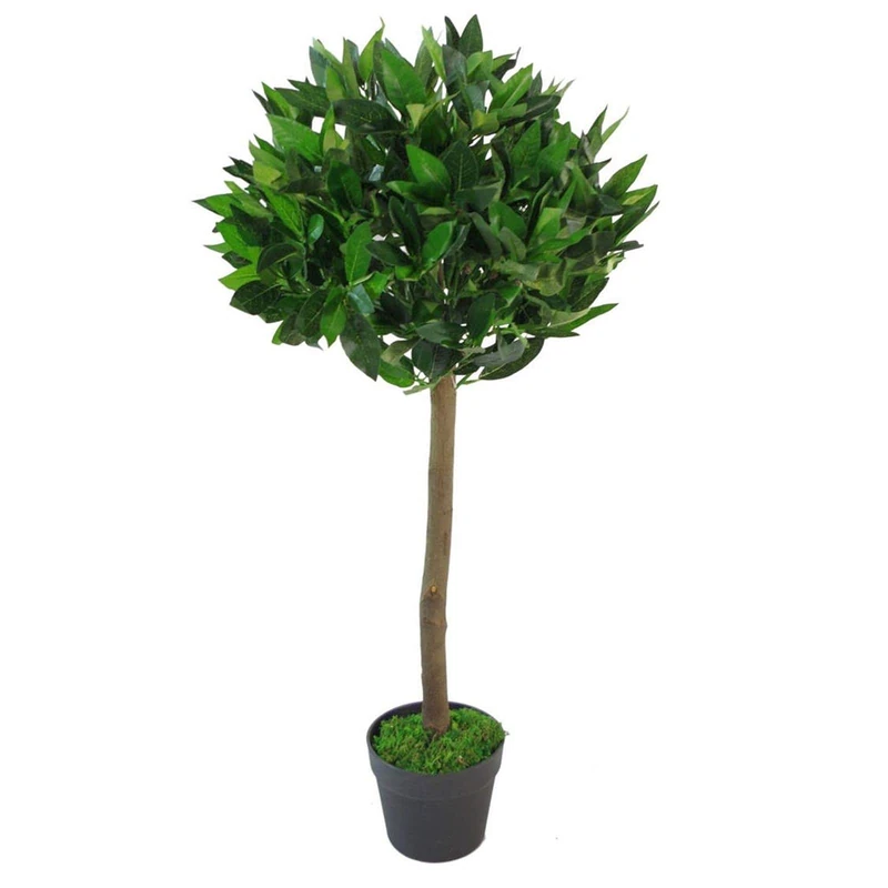 Leaf Design UK Artificial Realistic Bay Laurel Topiary Ball Tree Green, 90cm (3ft), AZ-BAY
