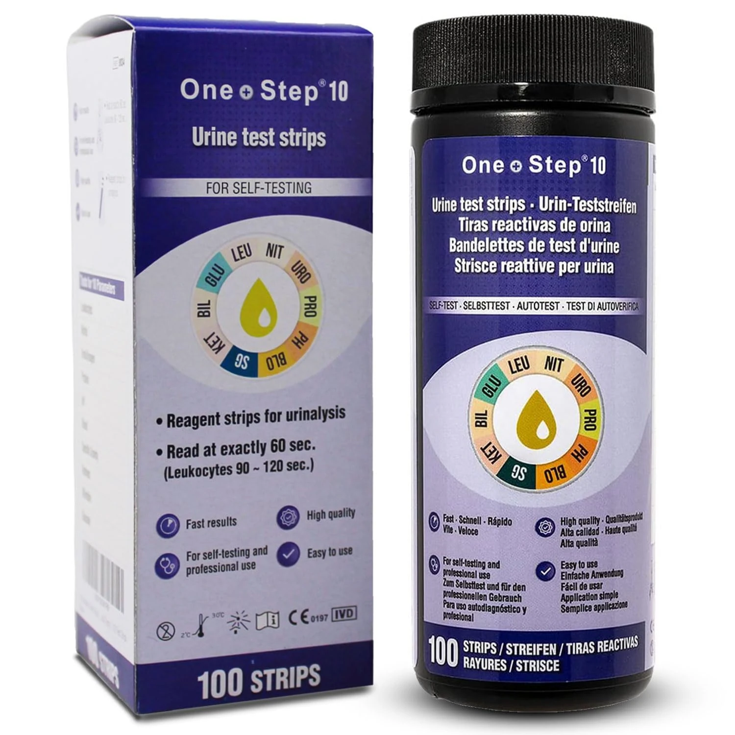 100 x 10-in-1 Parameter Urine Test Strips | Glucose, Ketone, Bilirubin, Nitrite, Urobilinogen, Protein, pH, Blood, Specific Gravity and Leukocytes Dipstick Tests