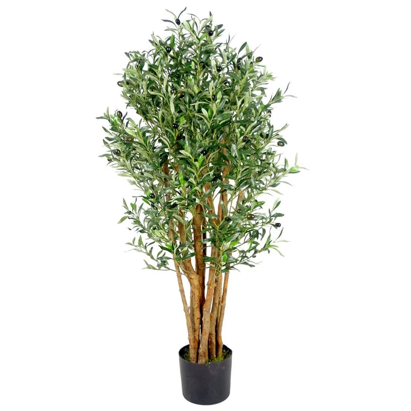 Leaf Design UK Realistic Artificial Olive Tree in Black Plastic Pot 125cm, AZ-OLIVE