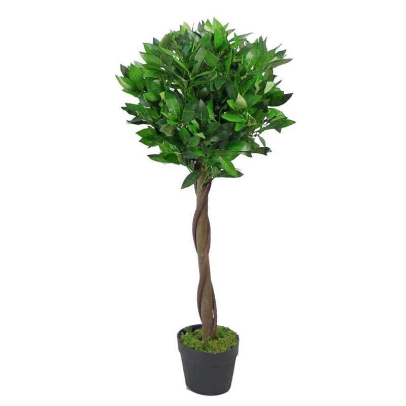 Leaf Design UK Artificial Realistic Bay Laurel Topiary Ball Tree, 90cm (3ft)