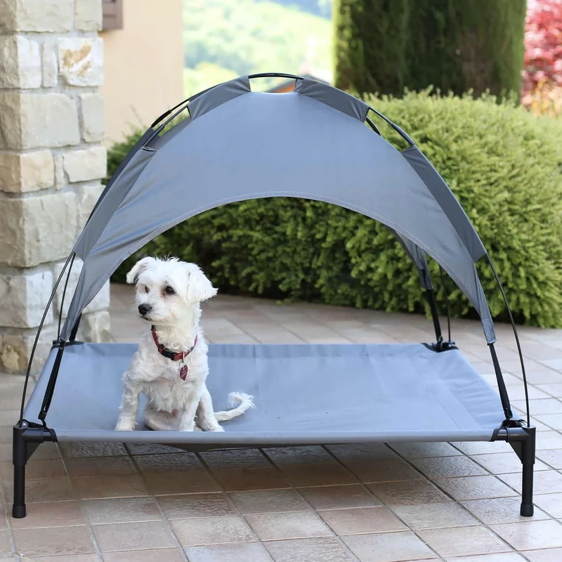 Sogni e Capricci Pets “Sunny” elevated Dogs and Cats Bed, Grey, 105x85xh85 cm