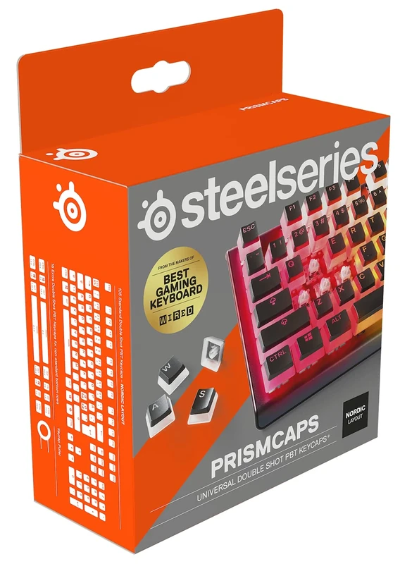 SteelSeries PrismCaps – Double Shot Pudding-style Keycaps – Durable PBT Thermoplastic – Compatible with Most Mechanical Keyboards – MX Stems – Black (Nordic Layout)