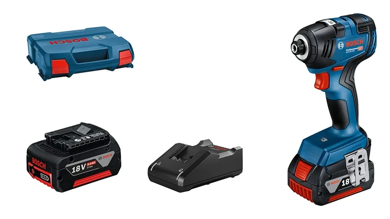 Bosch Professional 18V System Cordless Impact Driver GDR 18V-200 (max. Torque of 200 Nm incl. 2X GBA 5.0Ah, Charger GAL 18V-40, L-Case)